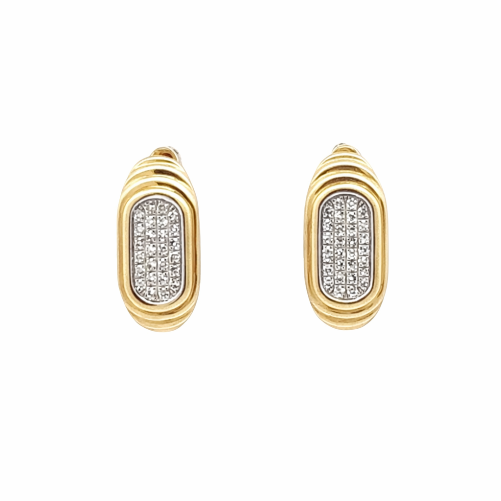 336663 14kt Gold Hoops with Pave Diamonds
