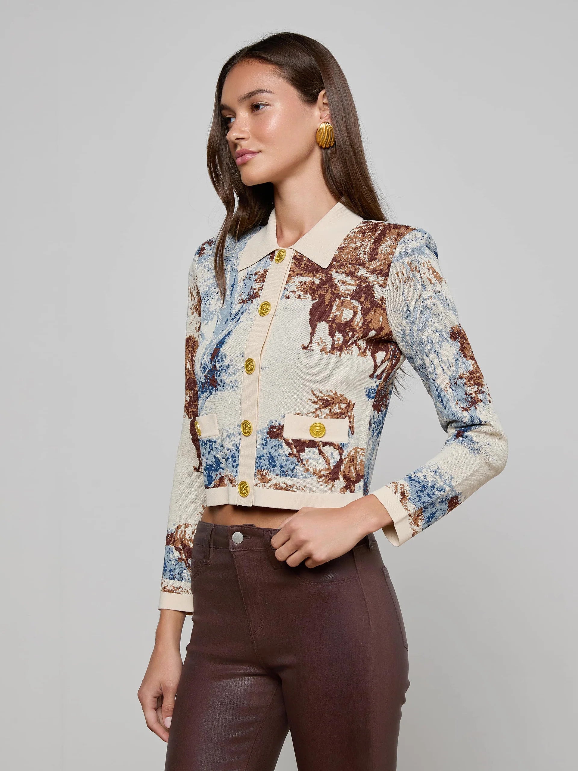 80111NXO2tmw L'AGENCE Osiris Jacquard Cardigan