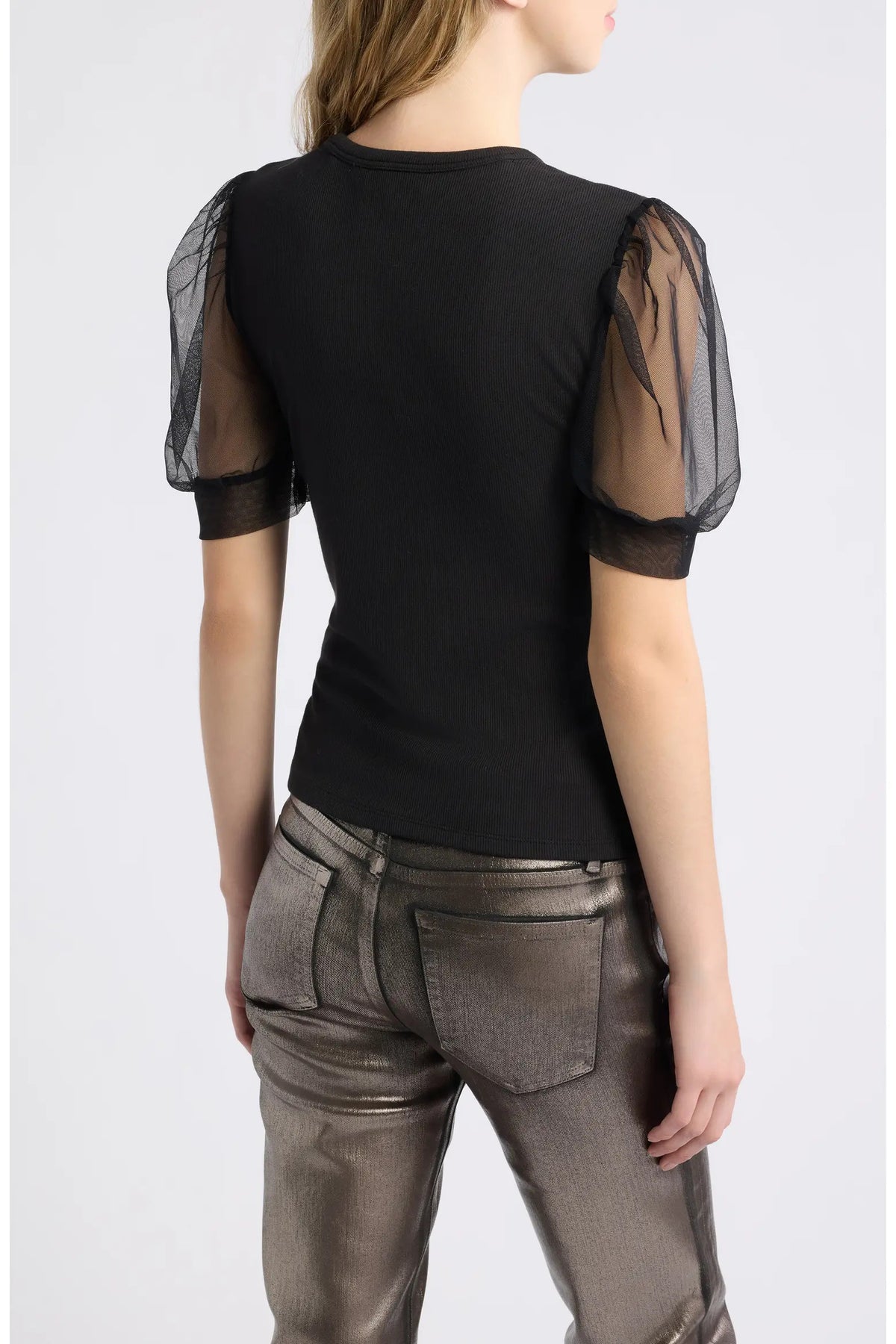 Wp27jkt006b FRAME The Tulle Sleeve Tee