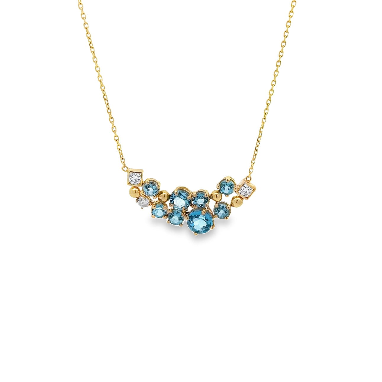 WD1046 14kt Blue Topaz and Diamond Necklace