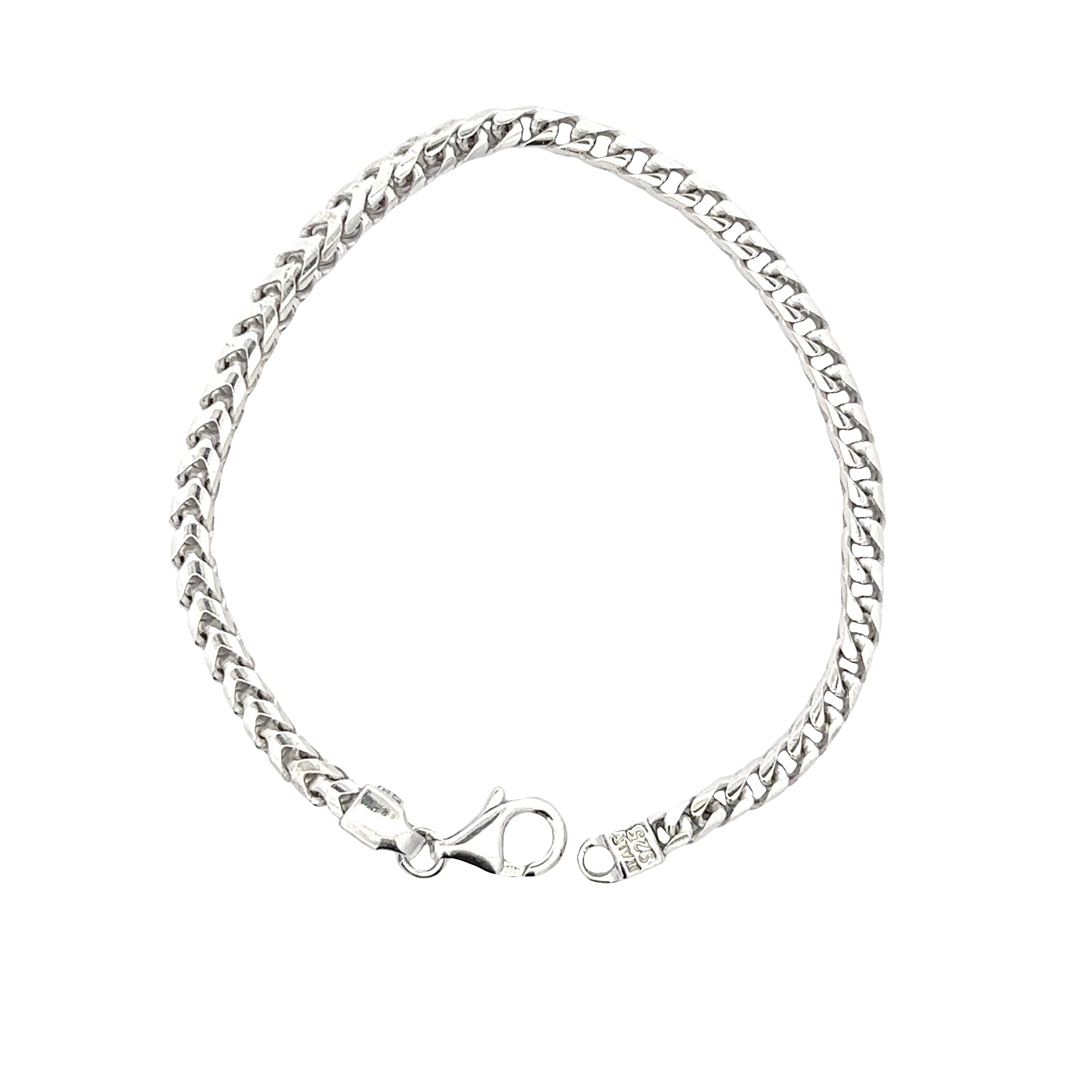 FRN370RH Italian Sterling Silver Rhodium Plated Mens Bracelet