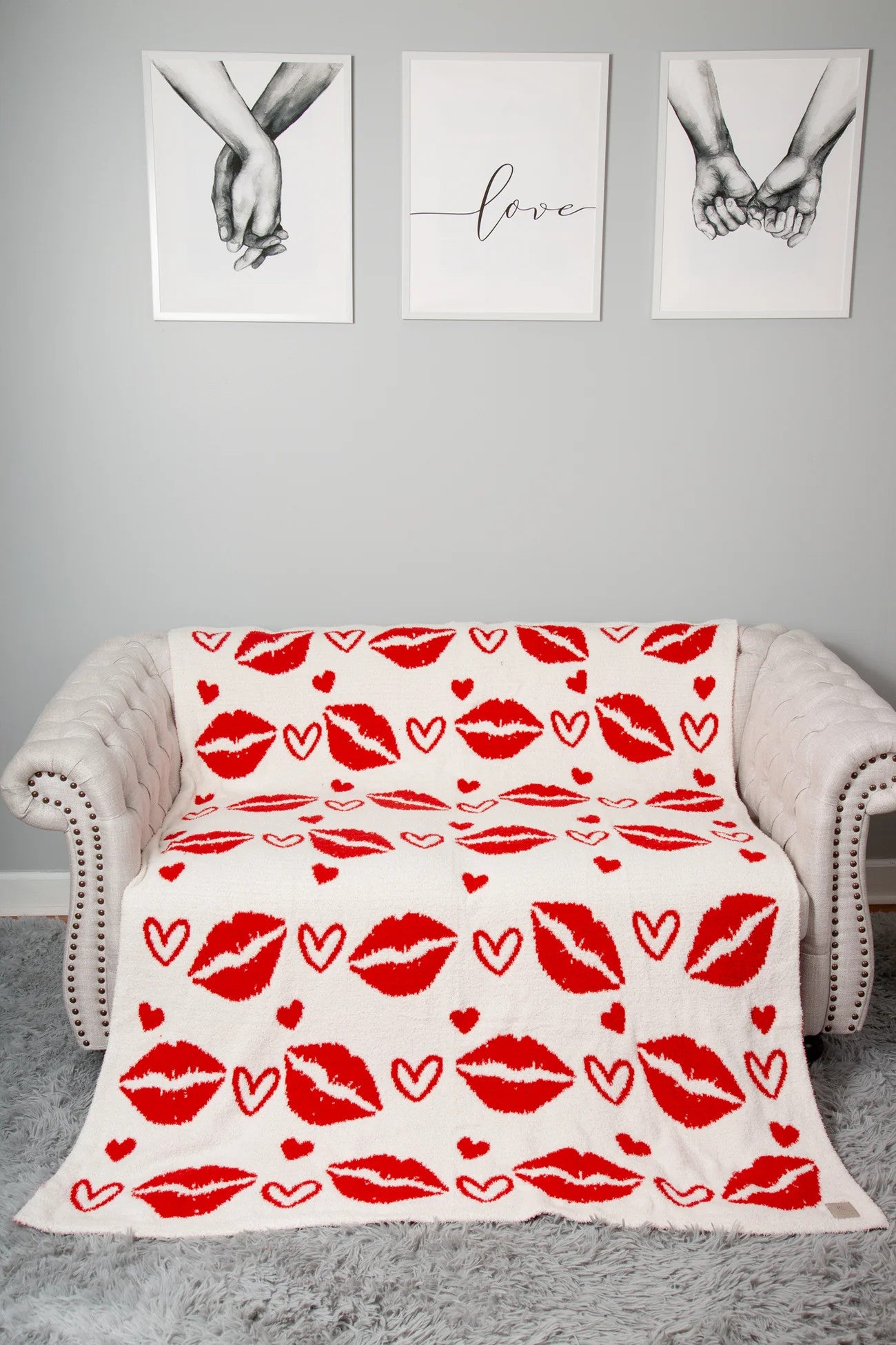 JCL6081h Fashion City Red Lips Pattern Print Cozy Soft Throw Blanket