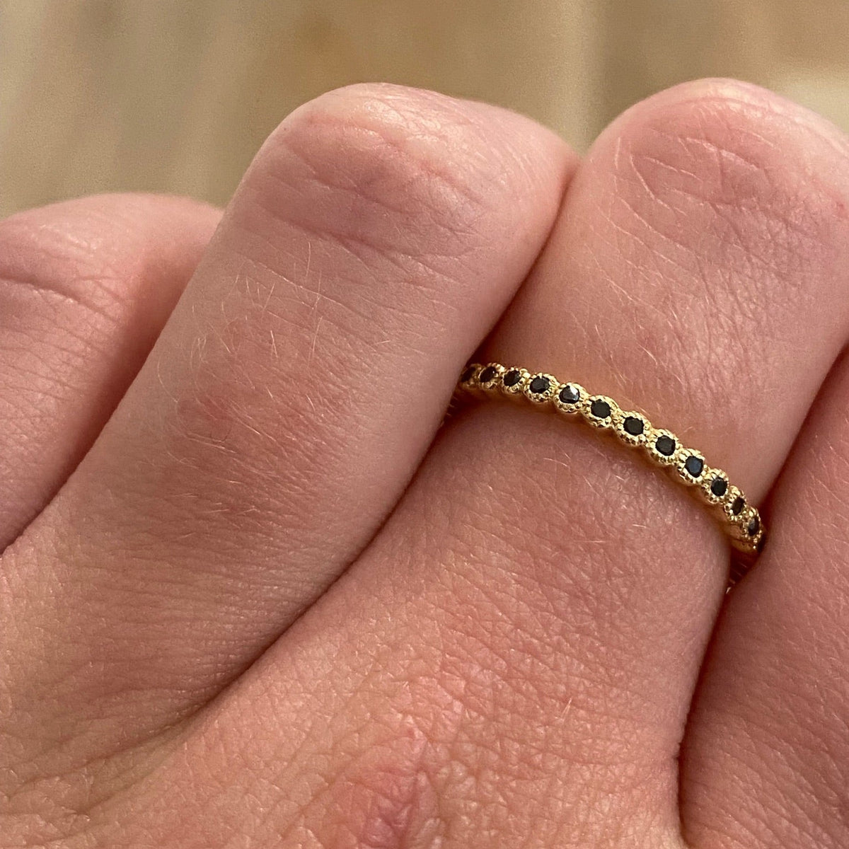 WD223 Tiny Bezel Eternity Band worn on hand