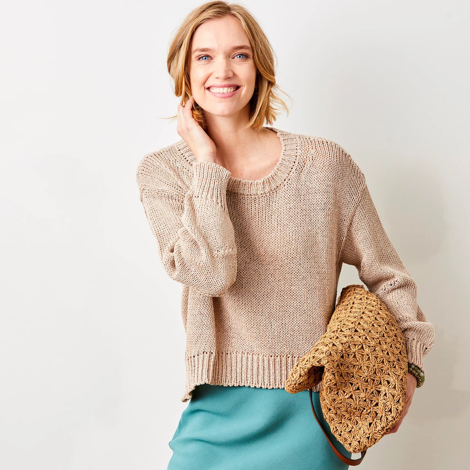 Wolfie Suzy D Curved Hem Cotton Sweater