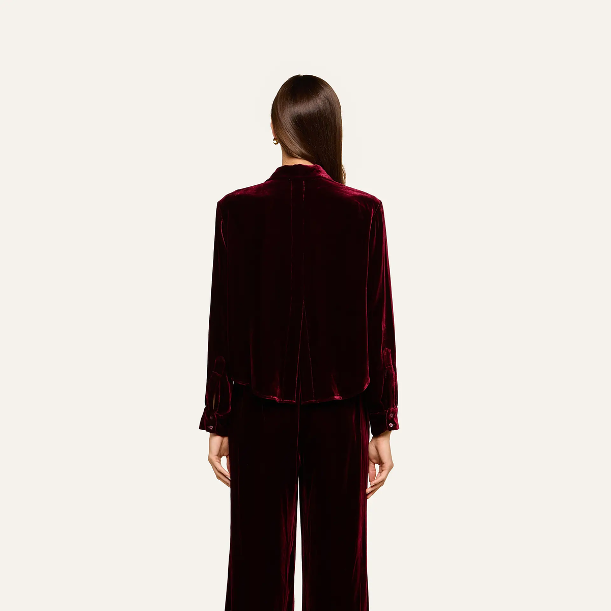 40548svt3dp L'AGENCE The Costte Crop Hi Low Shirt Blouse
