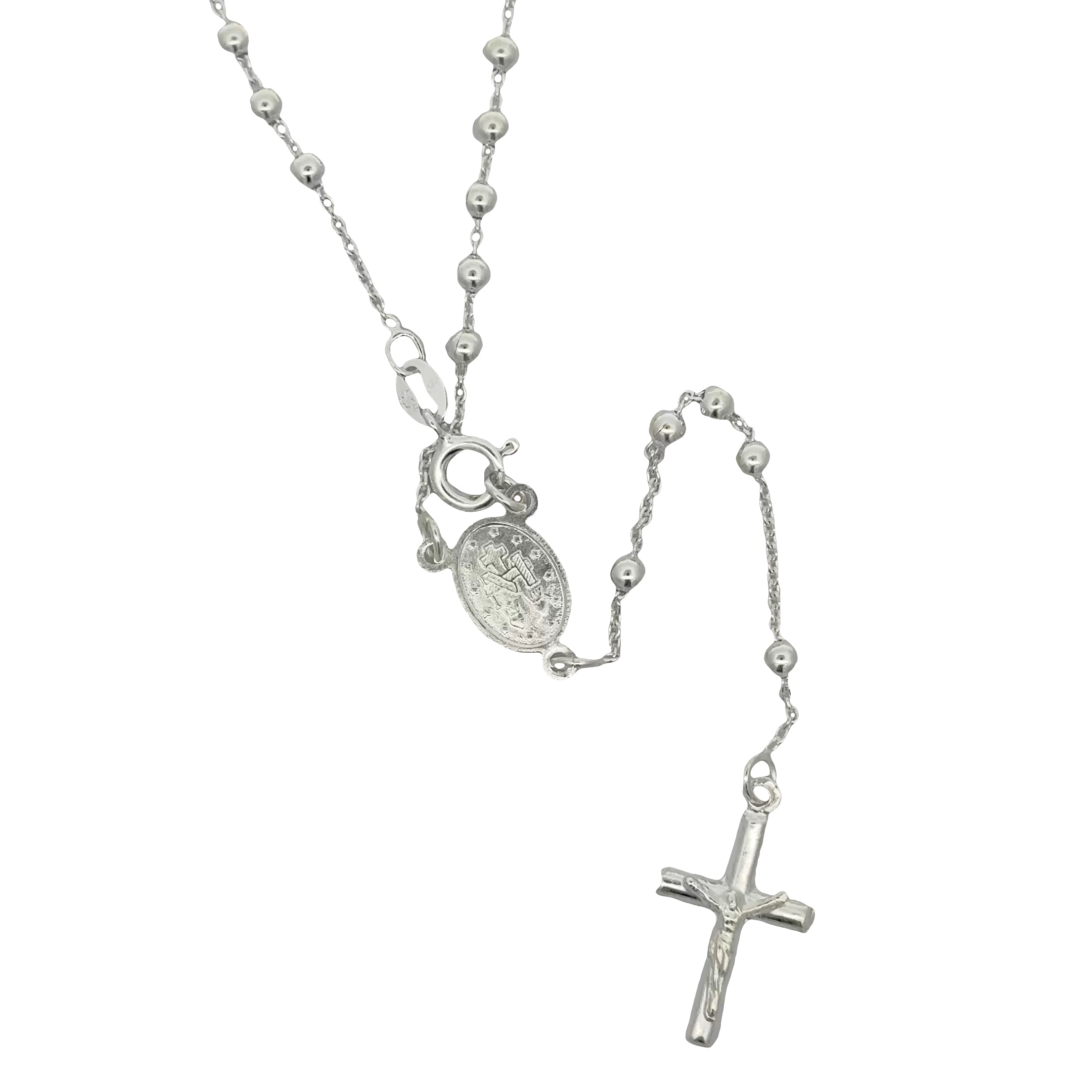 SSROZ3 Italian Sterling Silver Rosary Necklace