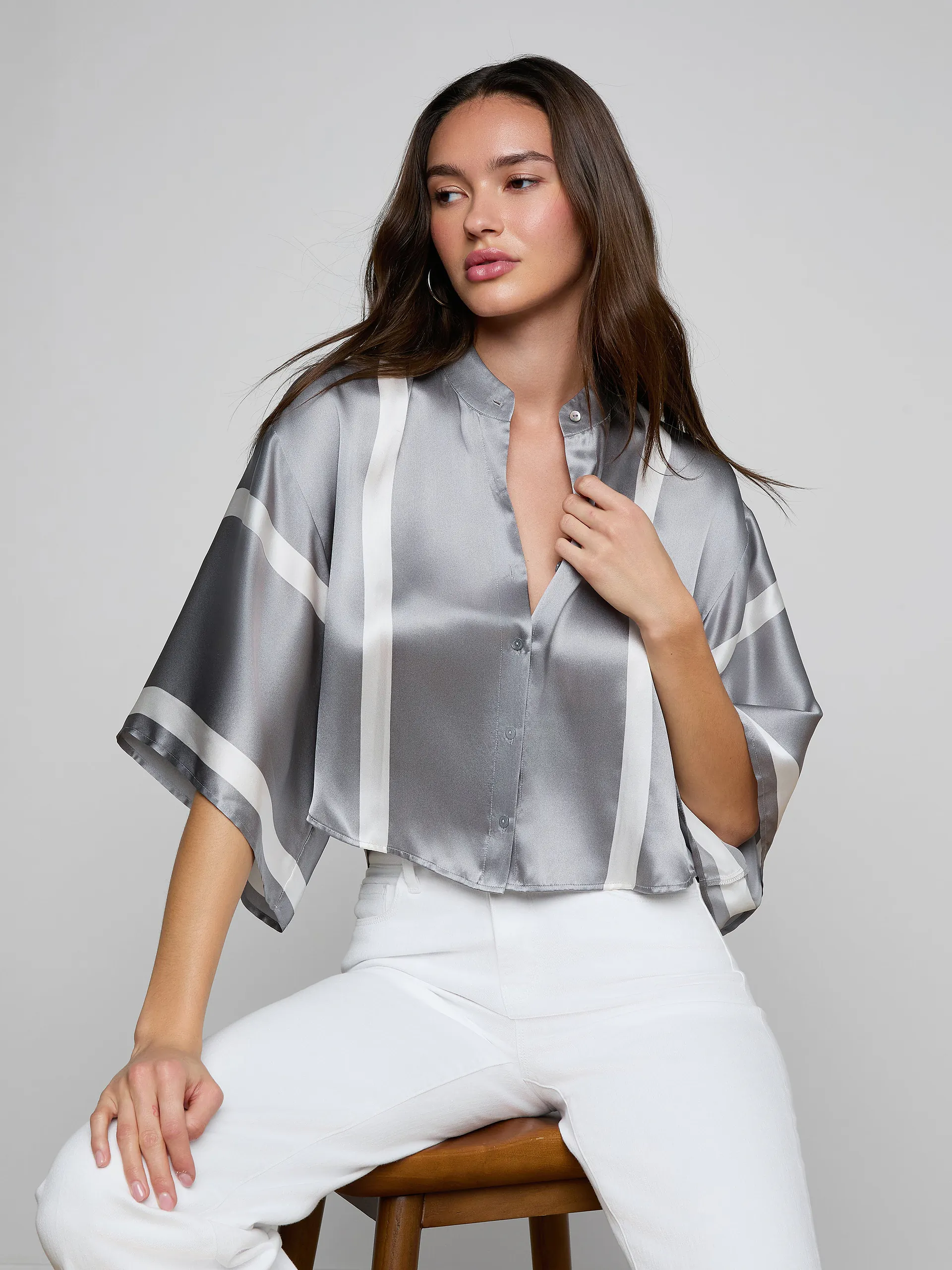 40788LGS-GRSW Dru Silk Blouse