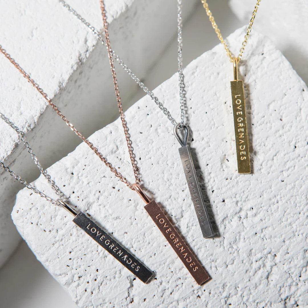 LG109 LOVE Grenades Sterling Silver Base with 14kt plating  TNT Stick W/18inch linked chain