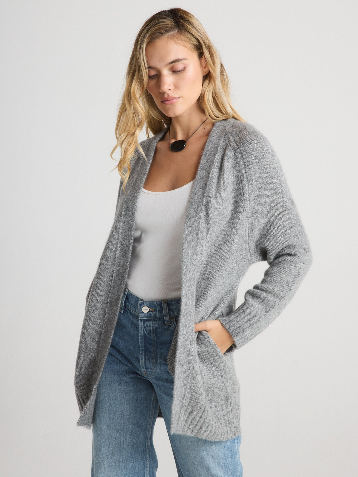 23FHA0225 W.Cashmere The Jennifer Midi Open Cardigan