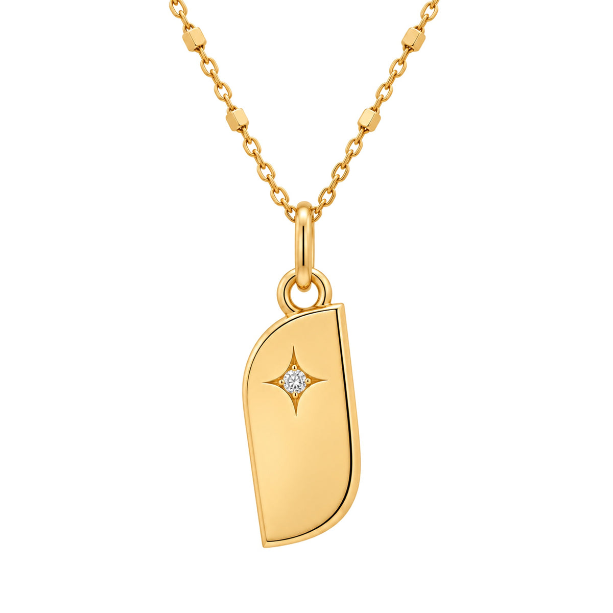 The STEPS Necklace in 14kt gold with diamond star on the Twinkle Ball Chain #Chain_Add 18" Twinkle Ball Chain