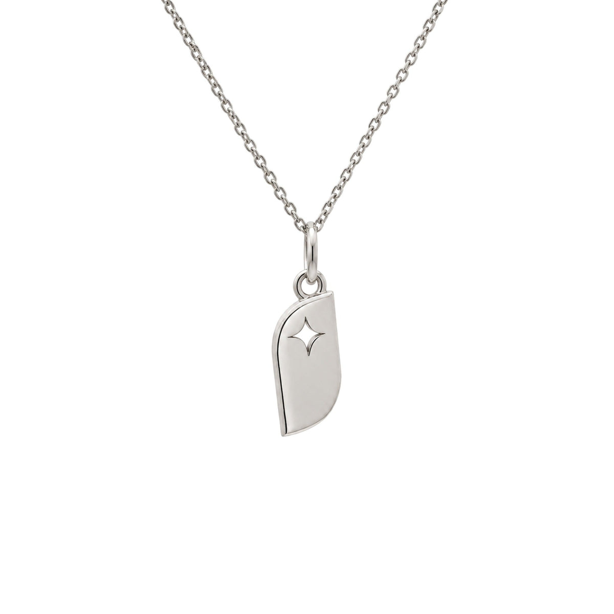 The STEPS Necklace in sterling silver, star cutout, front