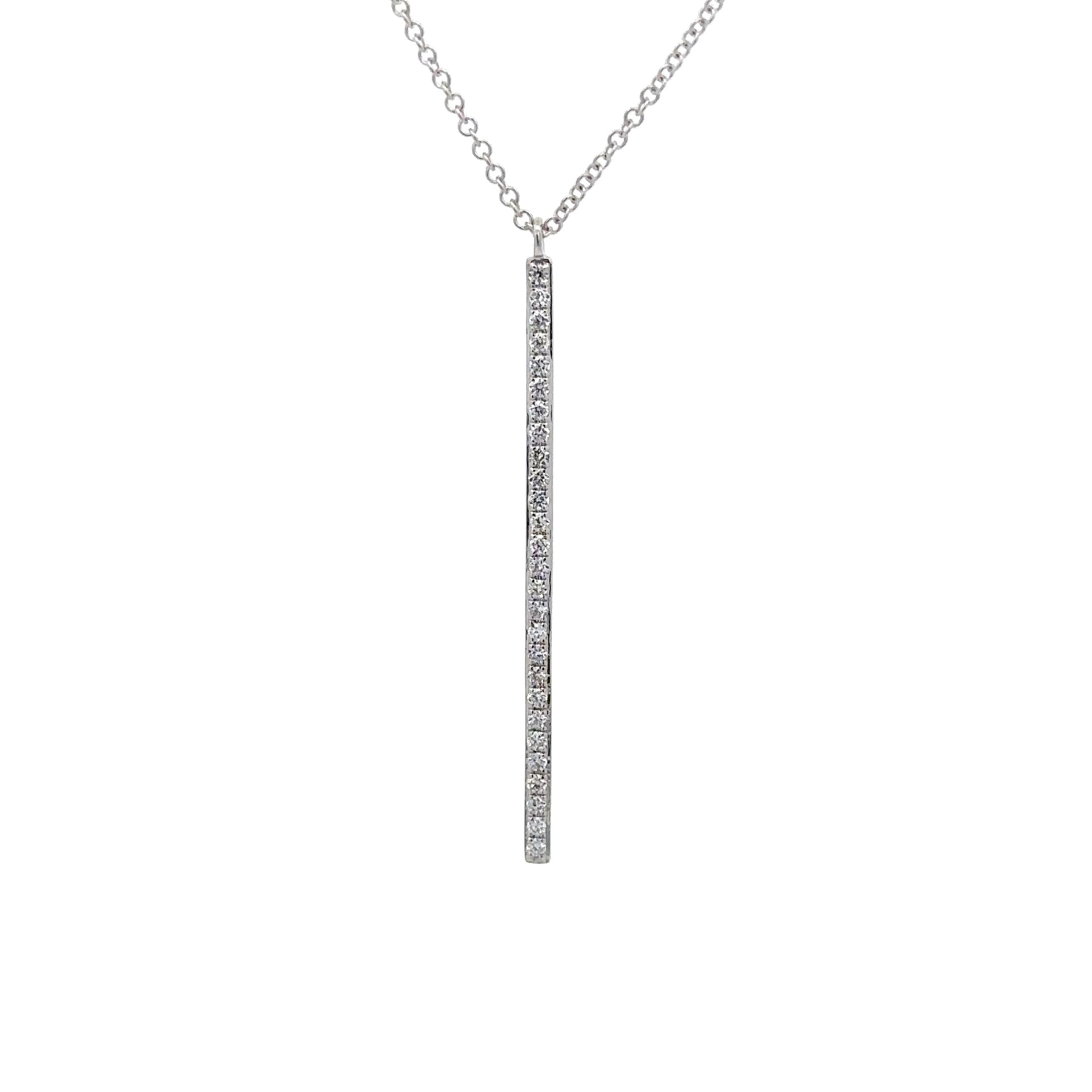 WD1800 14kt Gold Pave Vertical Bar Necklace