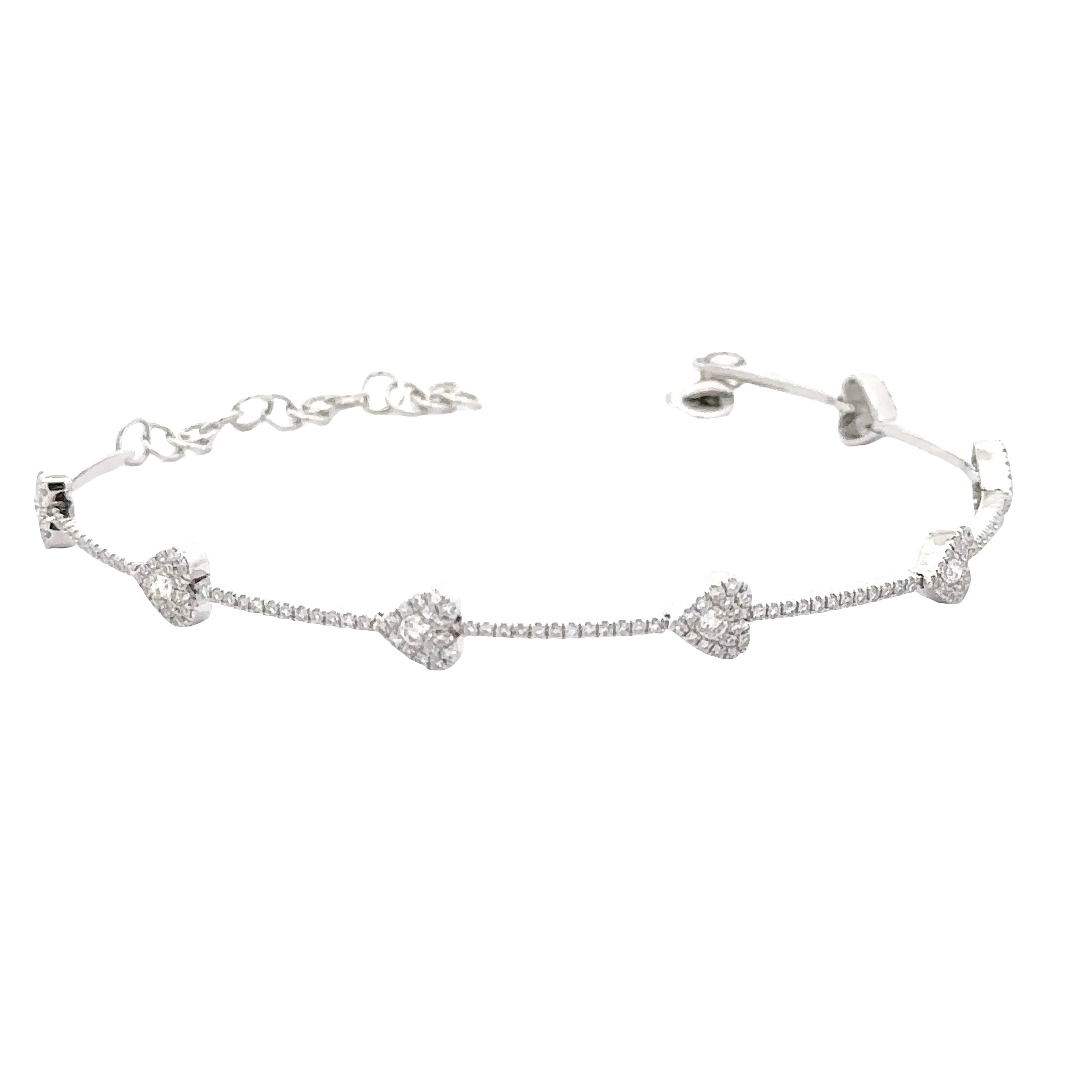 WD1840 14kt White Gold Heart Diamond Bracelet