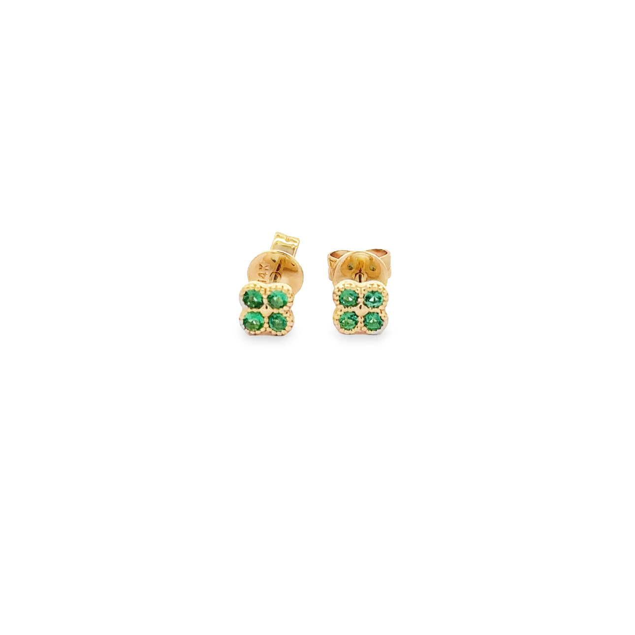 WD1331 14kt Gold Emerald Stude Earrings