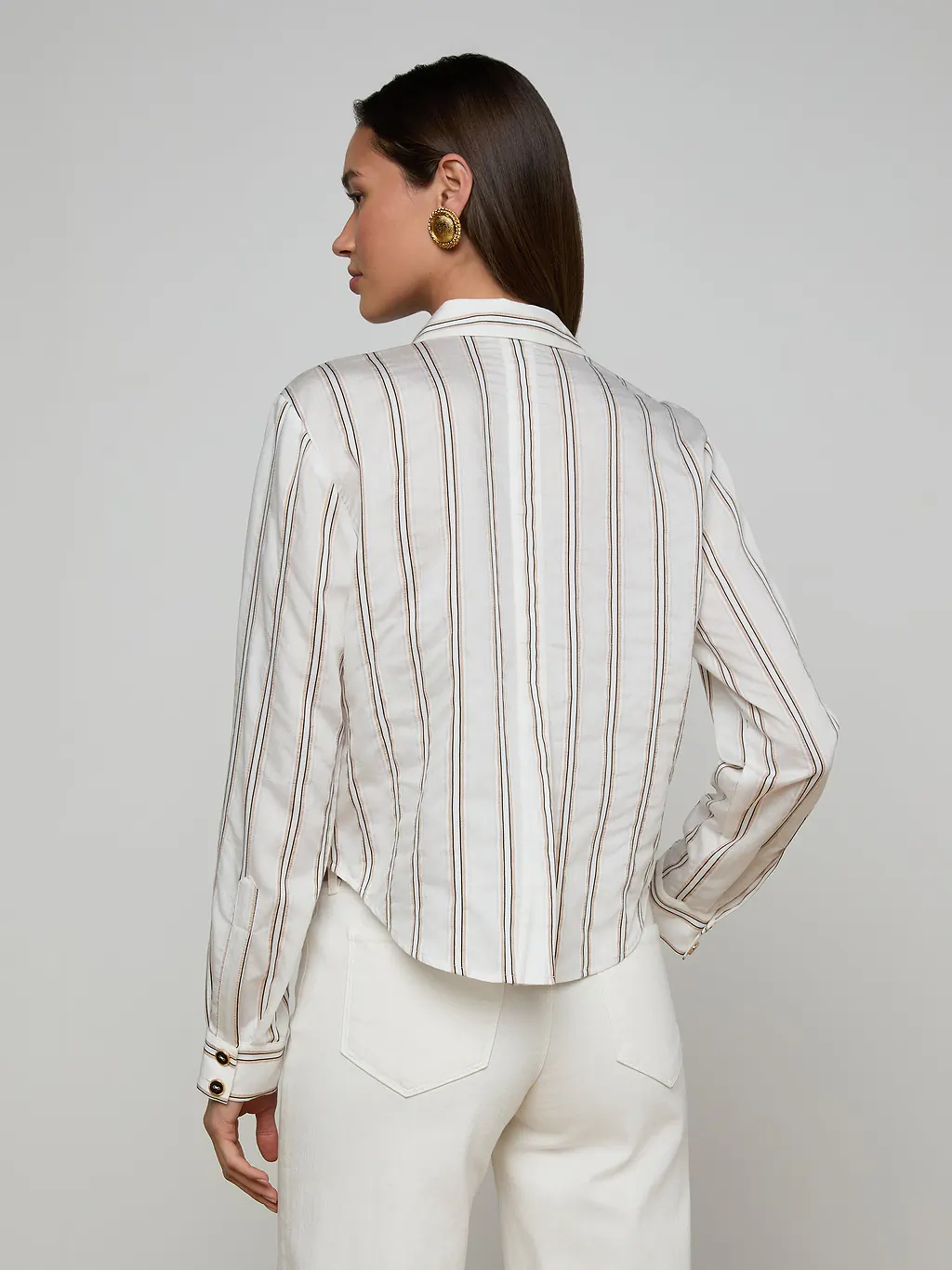 40548VLN L'AGENCE Cosstte Crop Hi Low Shirt