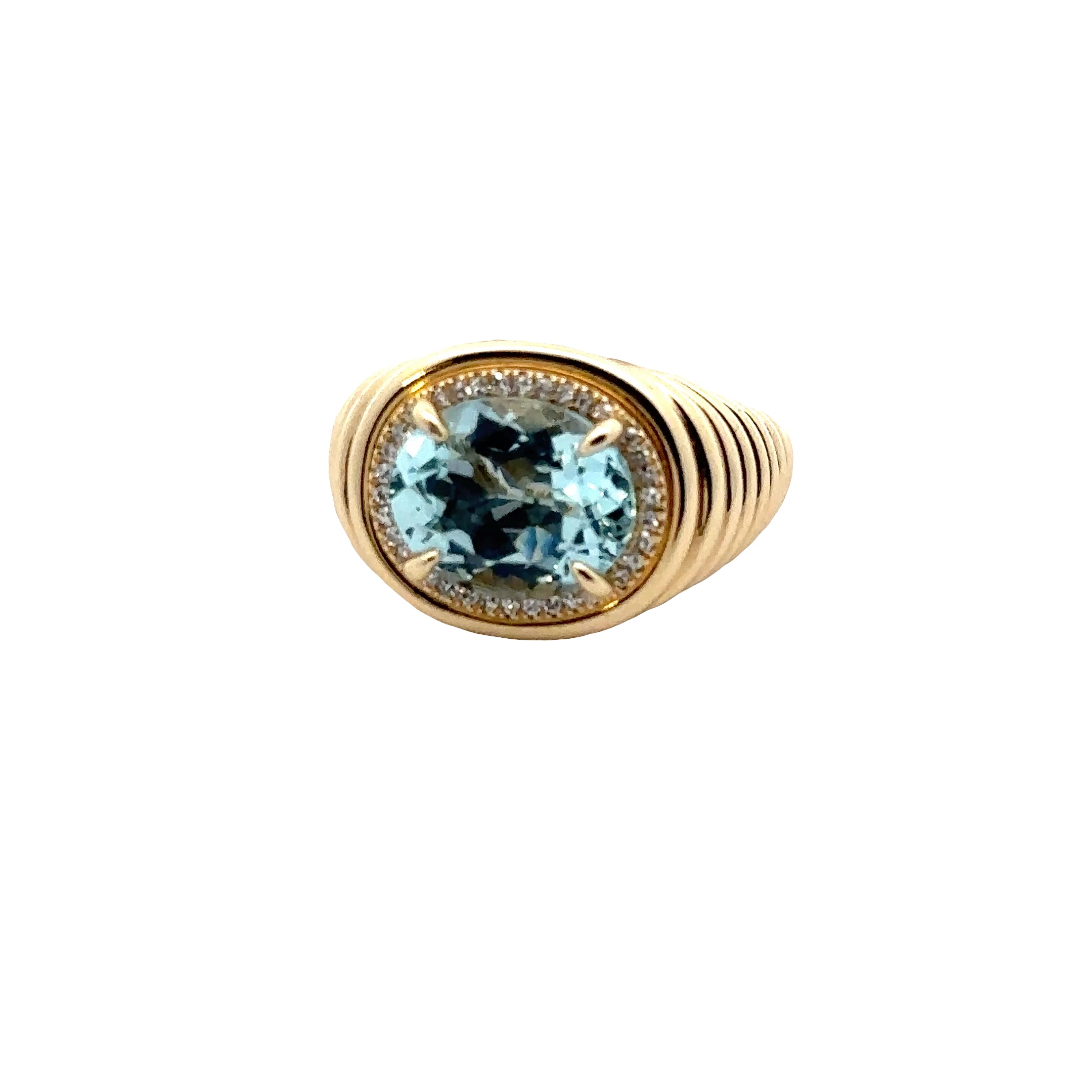 337240 14kt Yellow Gold Halo Signet Ring