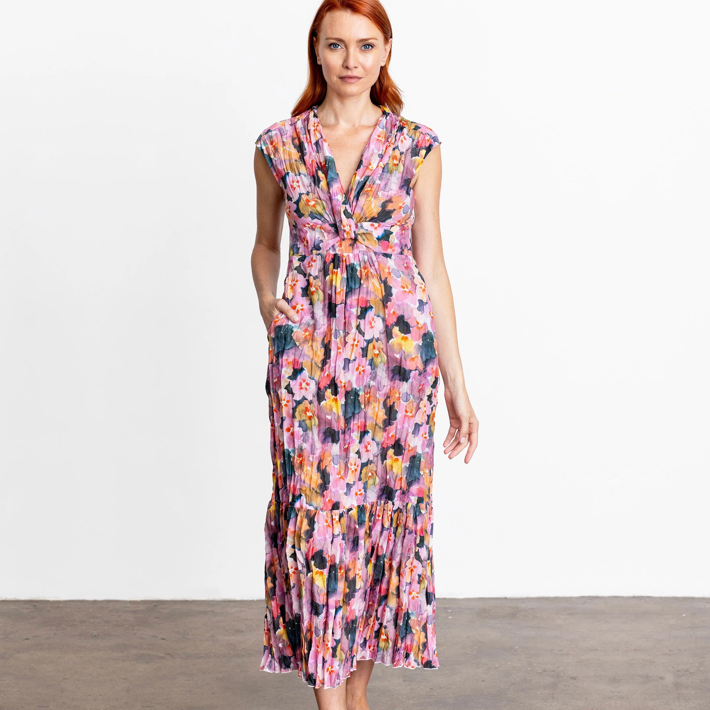 D496-FLFU Go Silk GO CRINKLE CUT TWIST DRESS