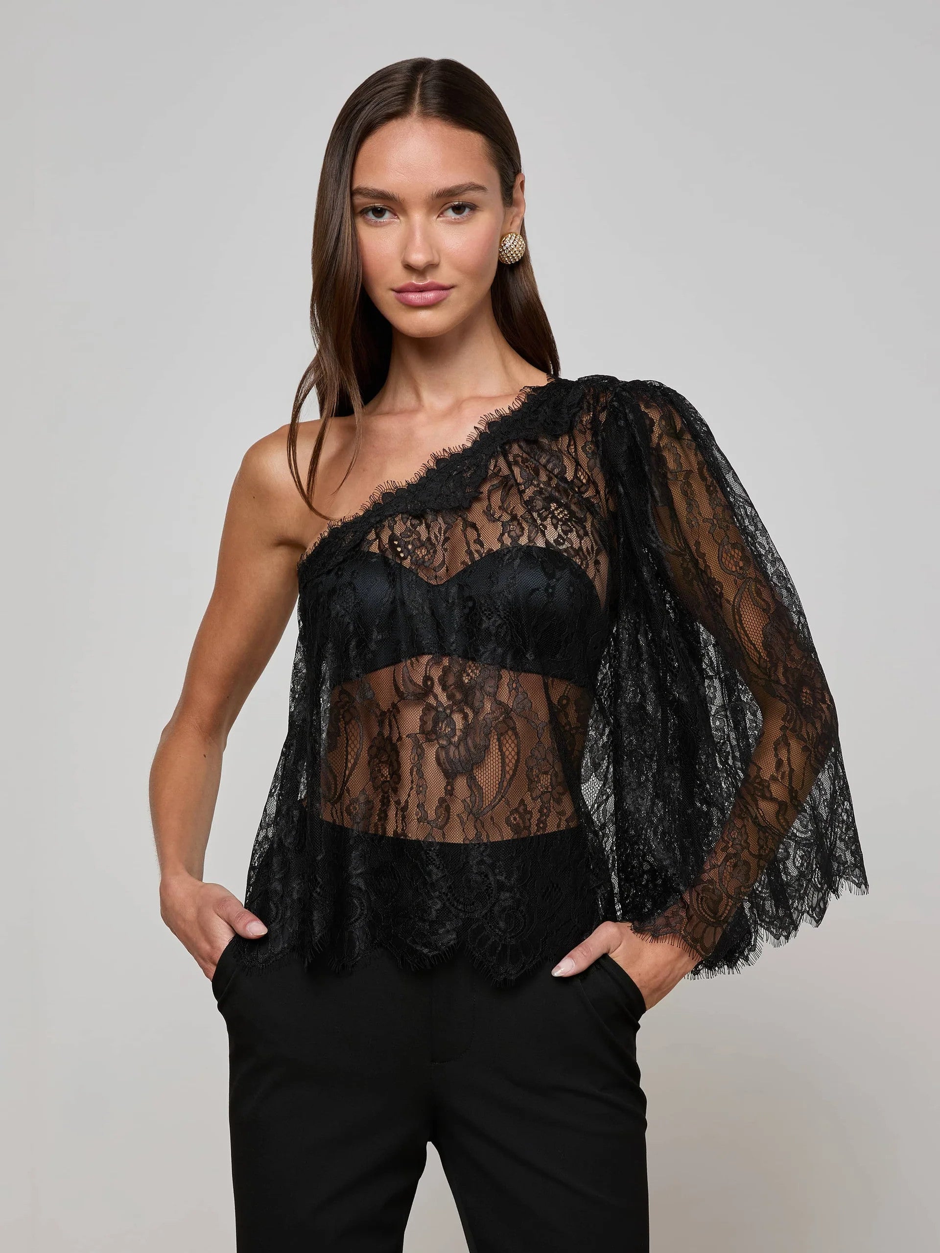 40763QXBb L'AGENCE Vianna Lace Top