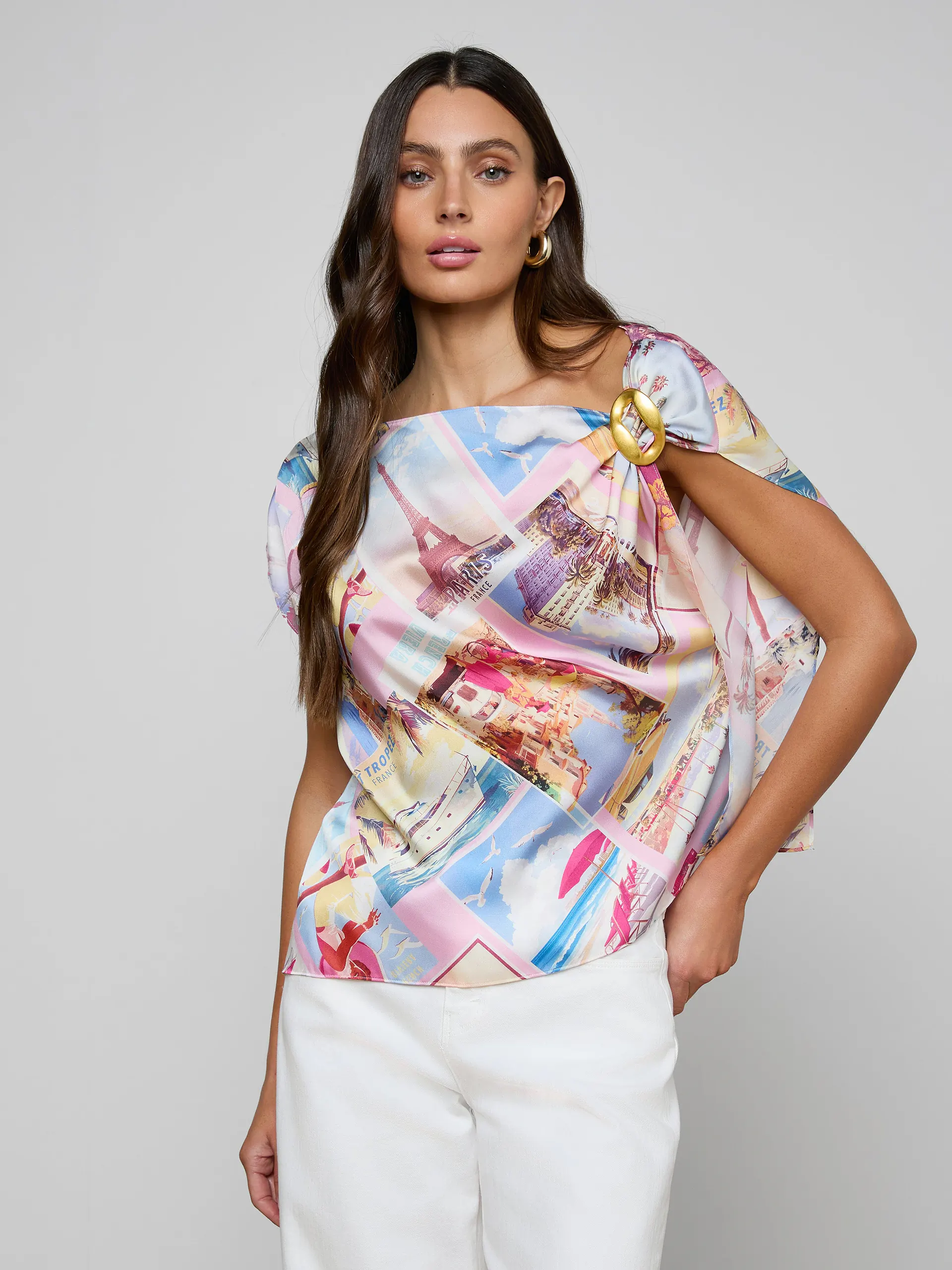 40818NFRpocc L'AGENCE Driselle Scarf Top