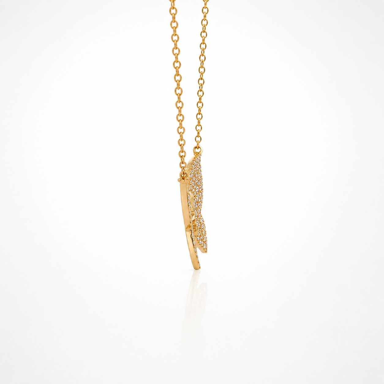 WD1965  14kt Yellow Gold Pavé Butterfly Necklace
