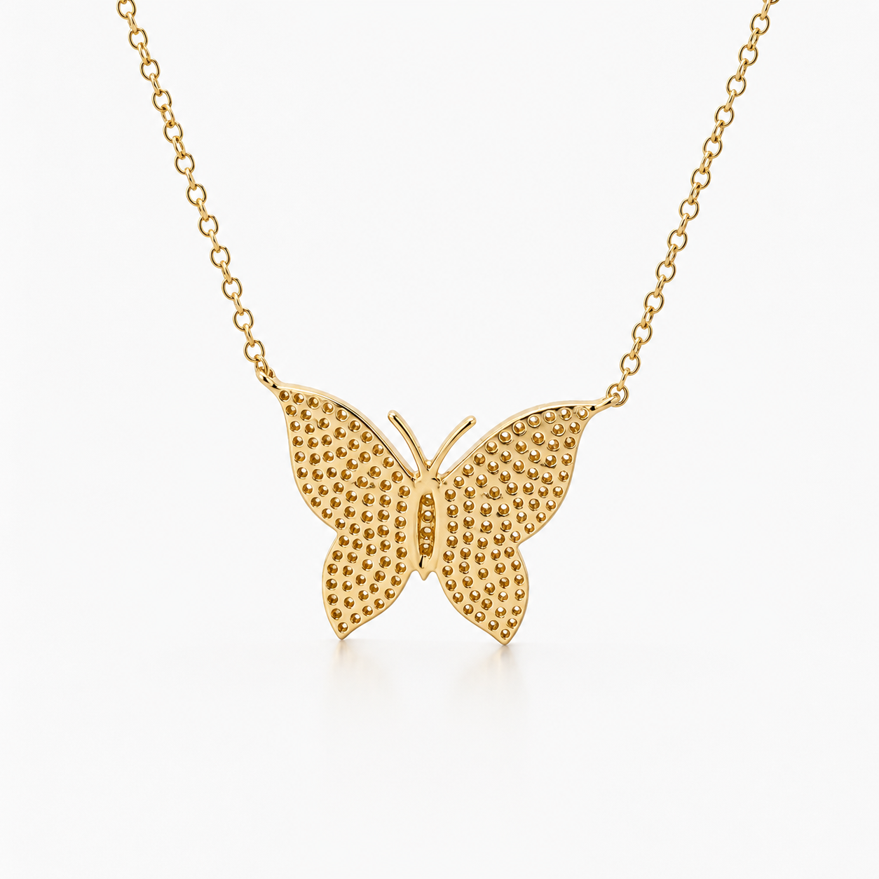 WD1965  14kt Yellow Gold Pavé Butterfly Necklace