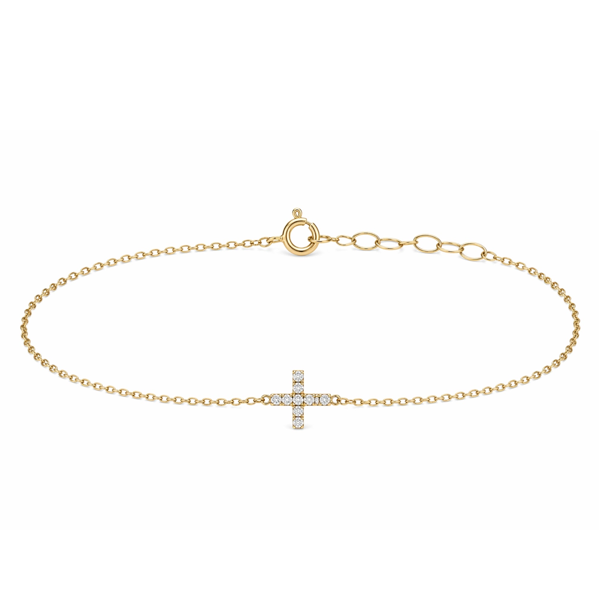 14K Gold Diamond Cross Bracelet (.06 CT)