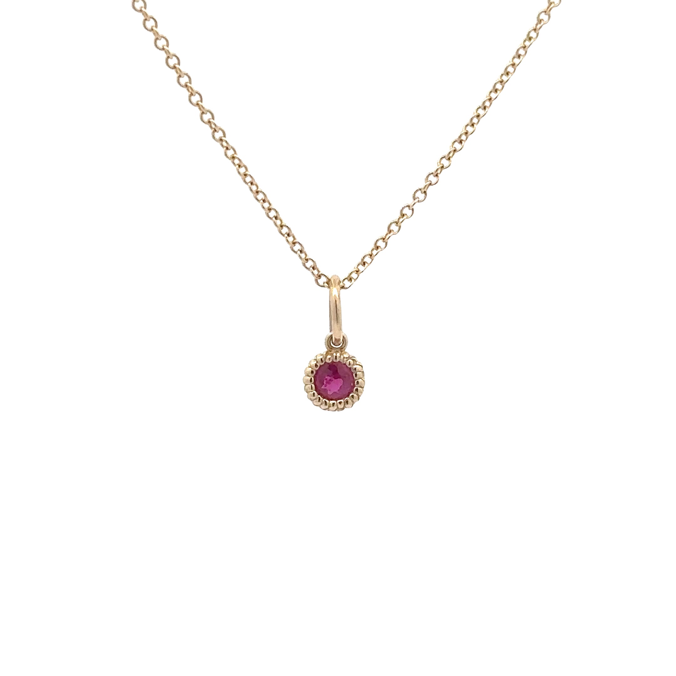 Wd136 Ruby July Birthday -  14kt Ruby pebble Charm