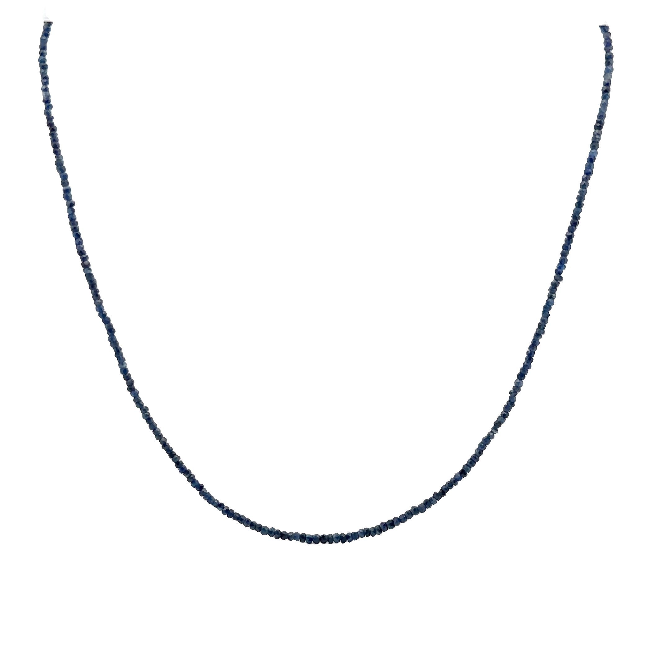 WD1923 Blue Sapphire Beaded Necklace — 14K Yellow Gold