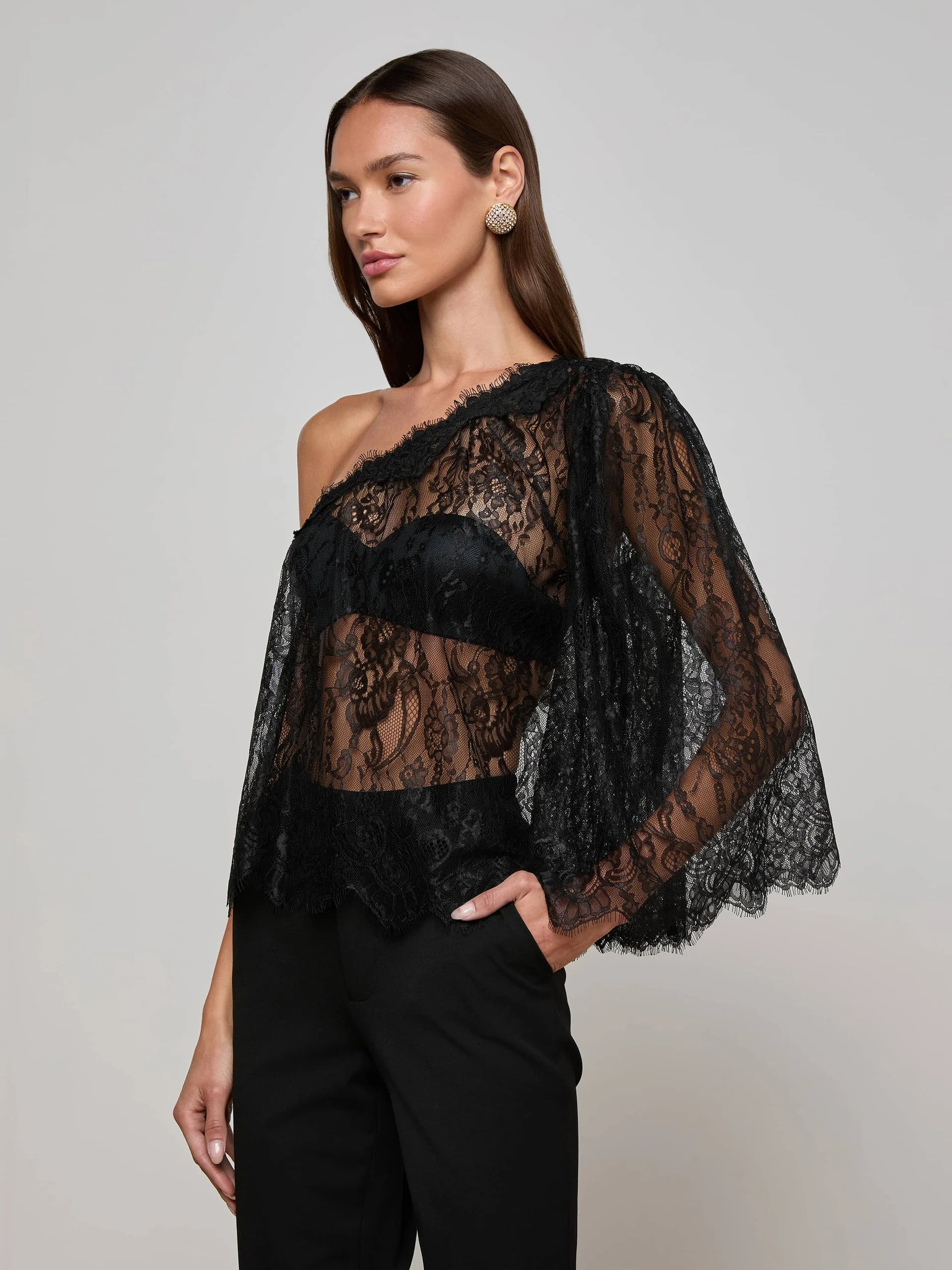 40763QXBb L'AGENCE Vianna Lace Top