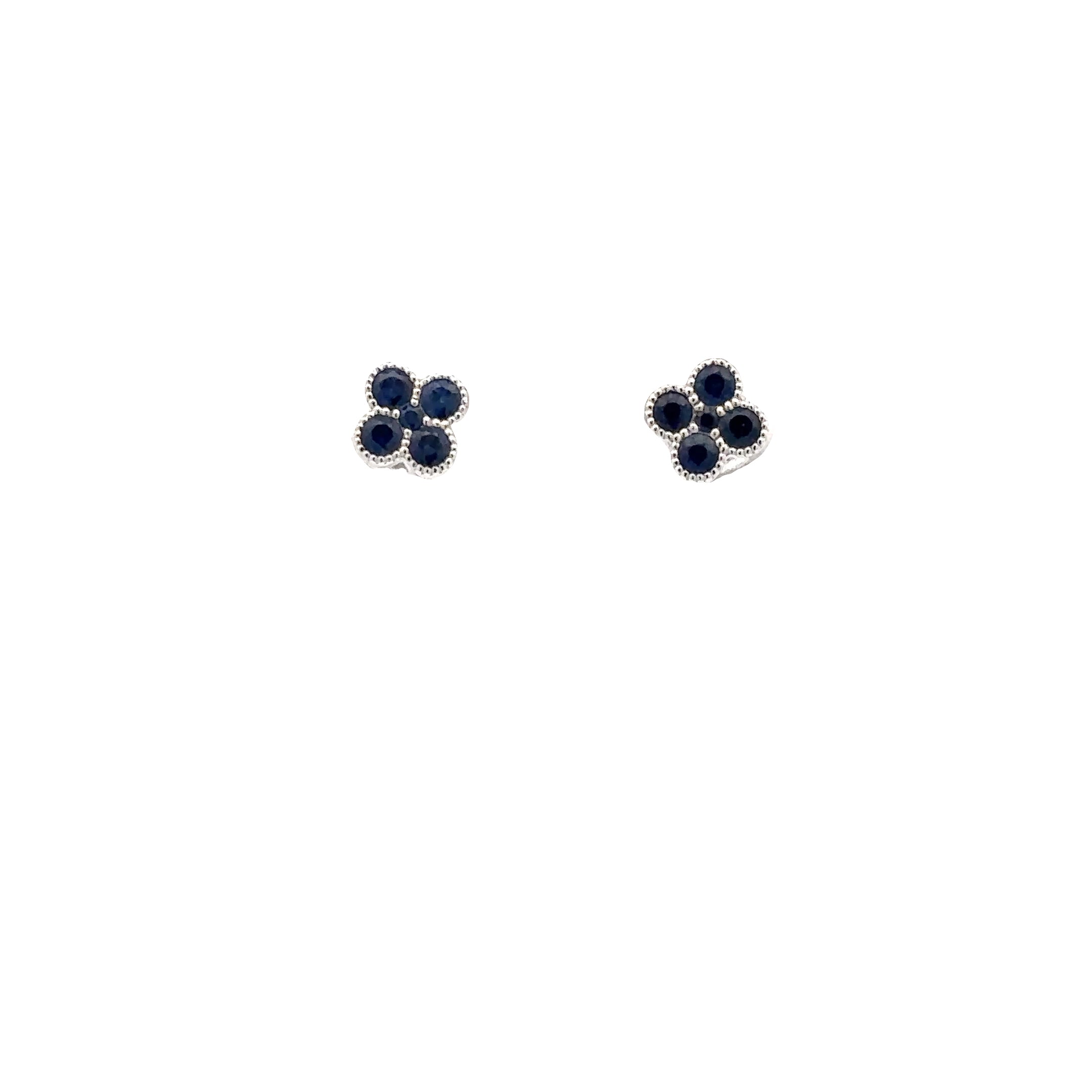 14543SAE4WRA1  14kt Gold Sapphire Set Floral Stud Earrings