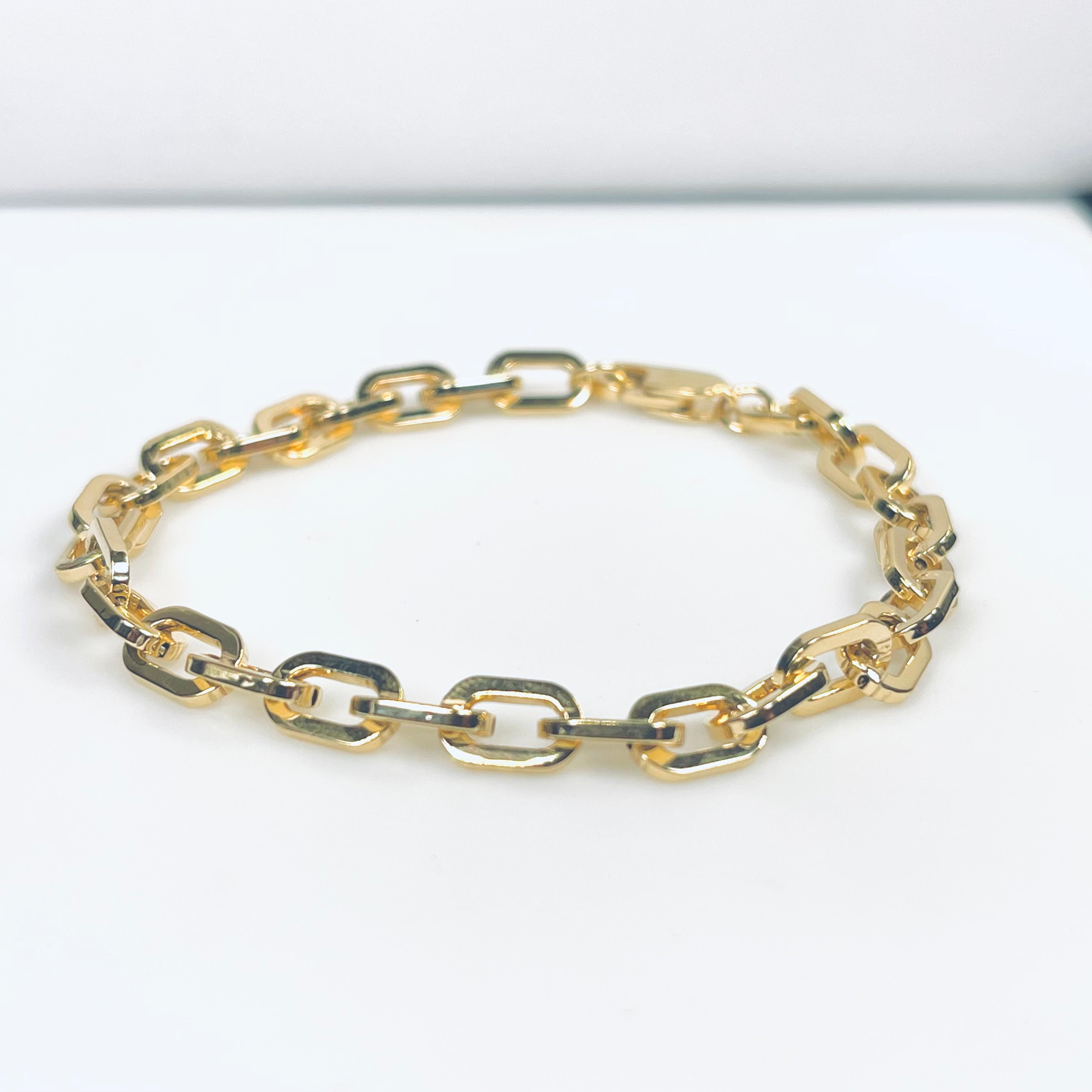 WD817 14kt gold short paperclip link bracelet