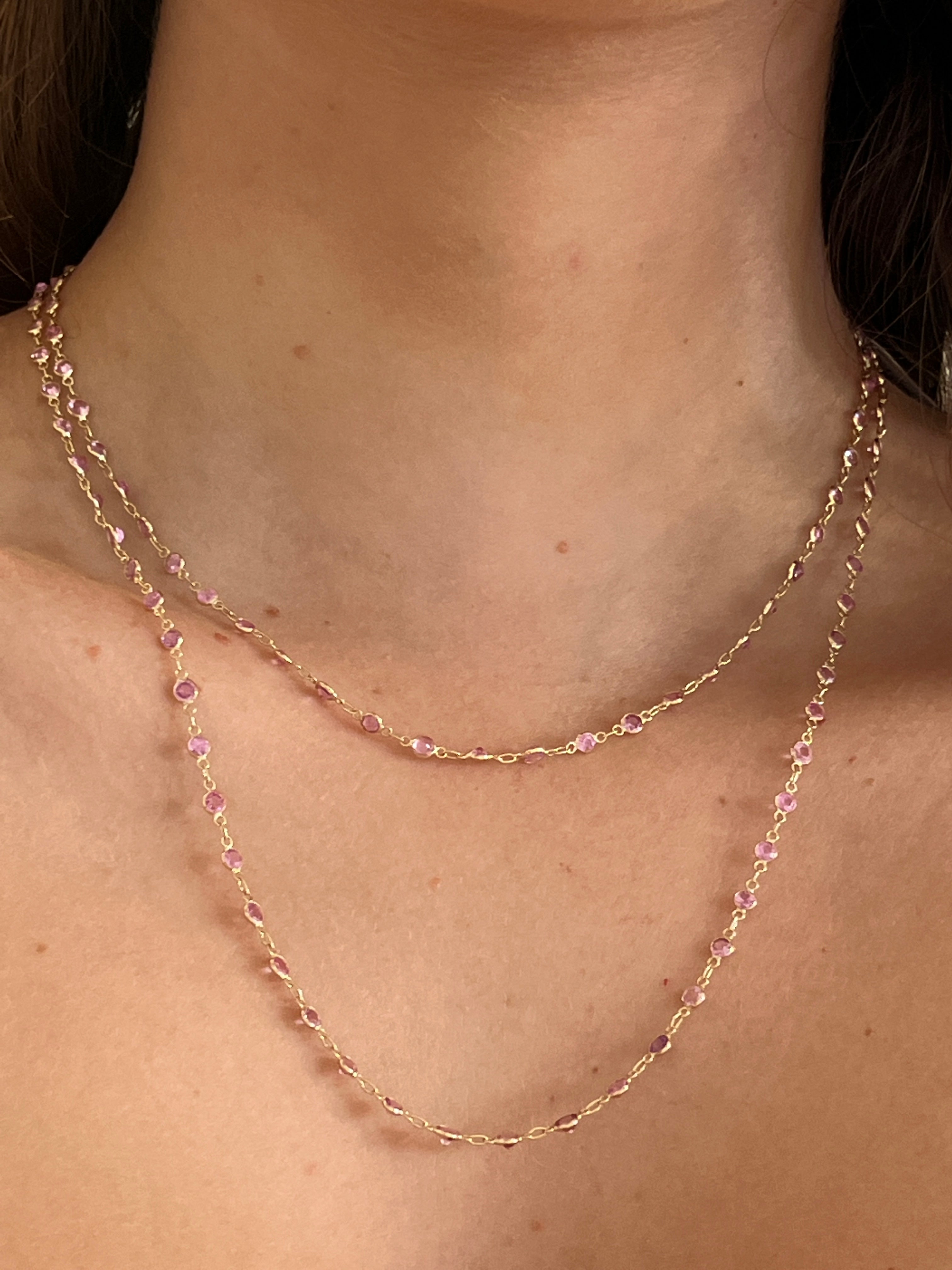 WD1012 14kt Pink Sapphire by the Yard Necklace