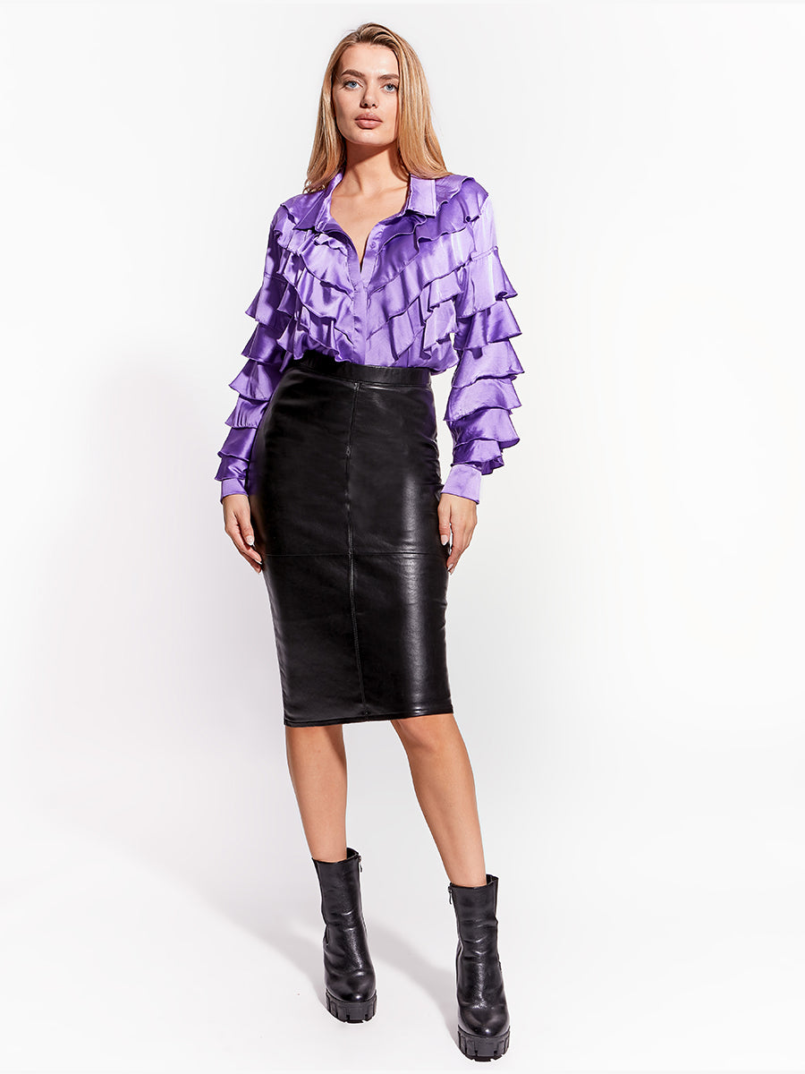 2231r25204B AS by DF recycled Leather Skirt