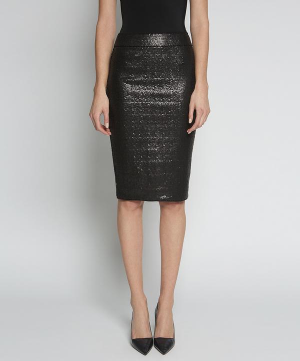F1441 Avenue Montaigne Pull on Sequins Skirt