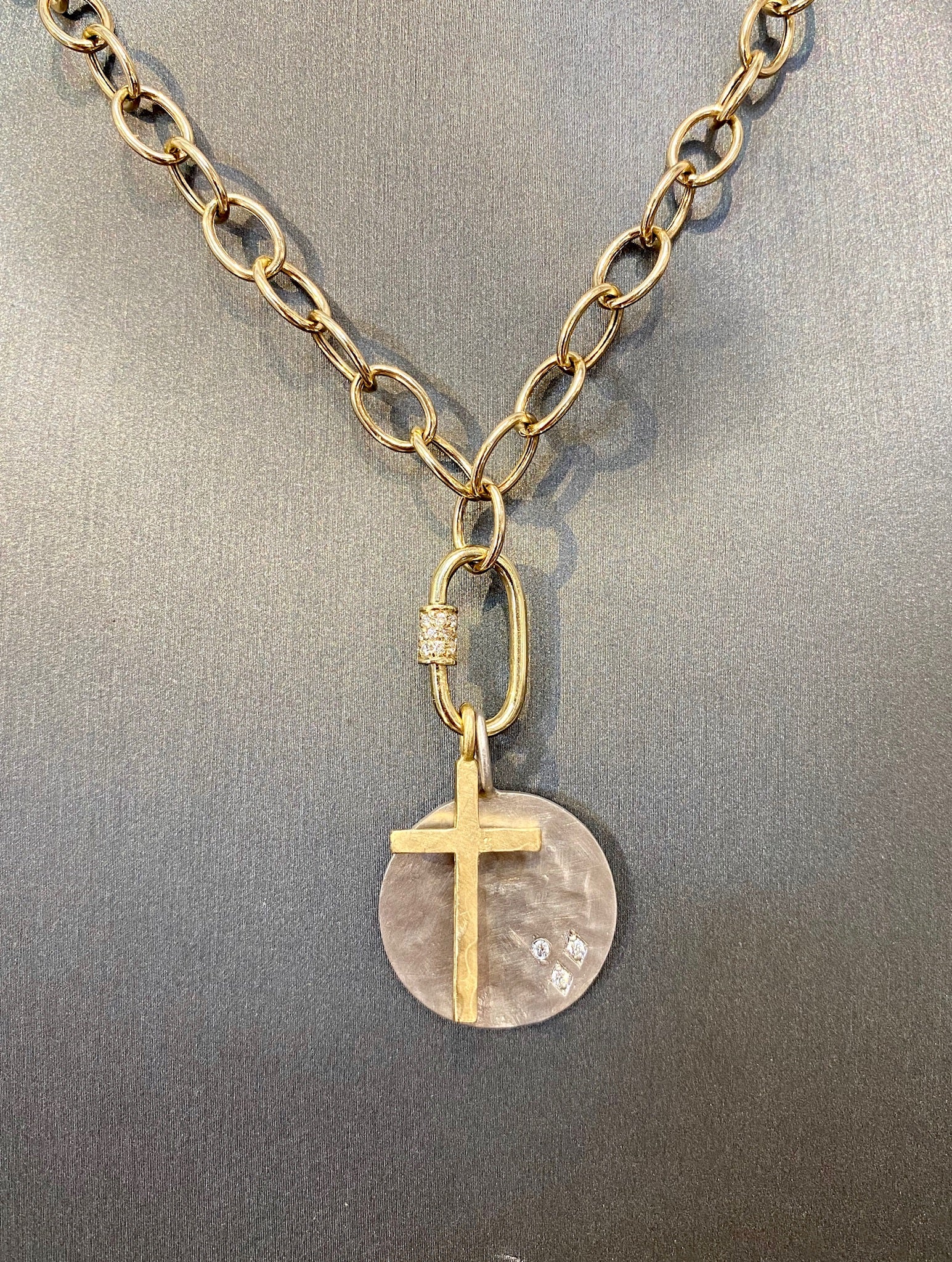 WD561 - 14kt Hammered Gold Cross Pendant (Chain sold Separately)