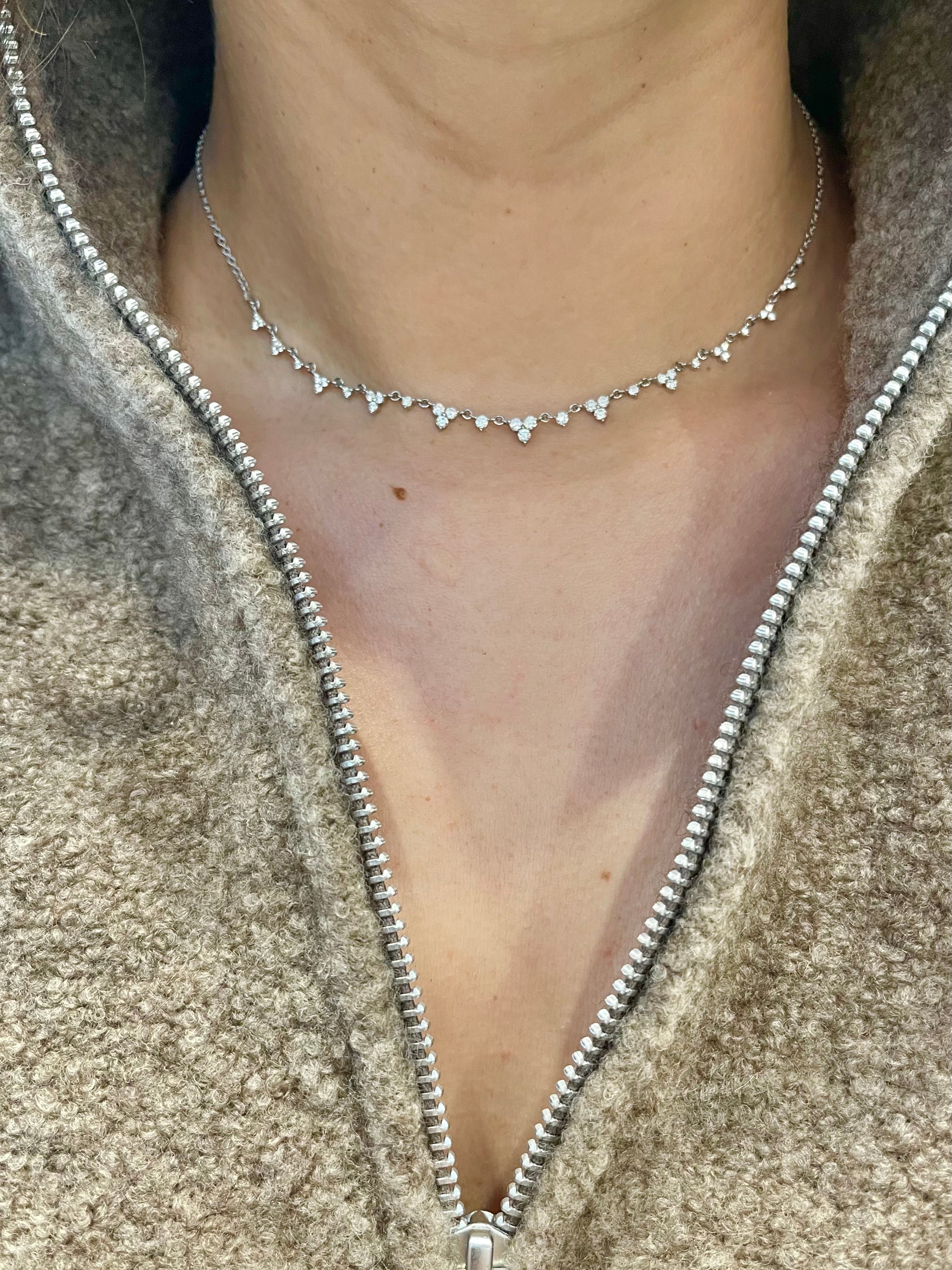 WD797 14kt slim collar diamond necklace