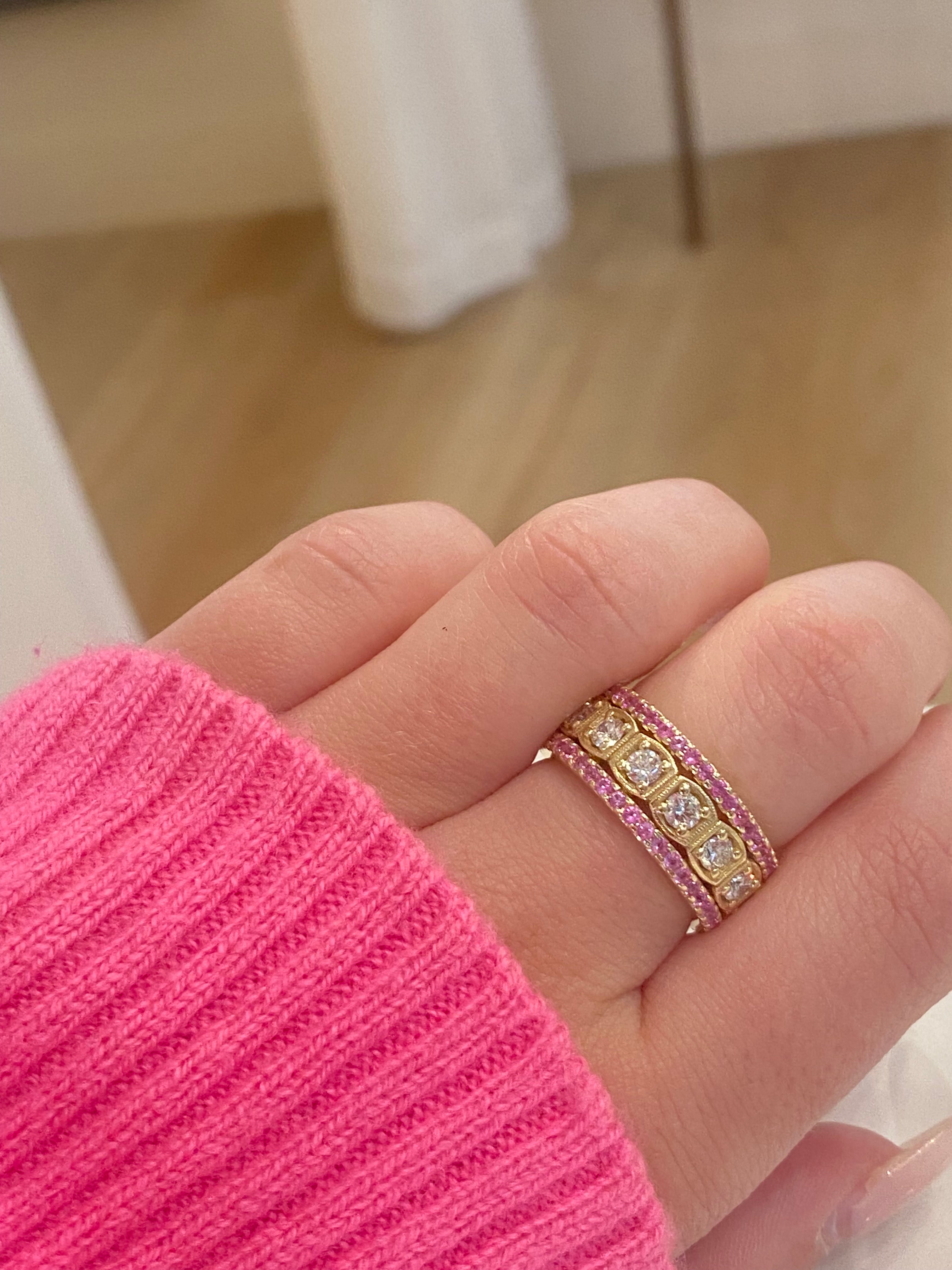 AD121PS - Pink Sapphire Shared Prong Eternity Band