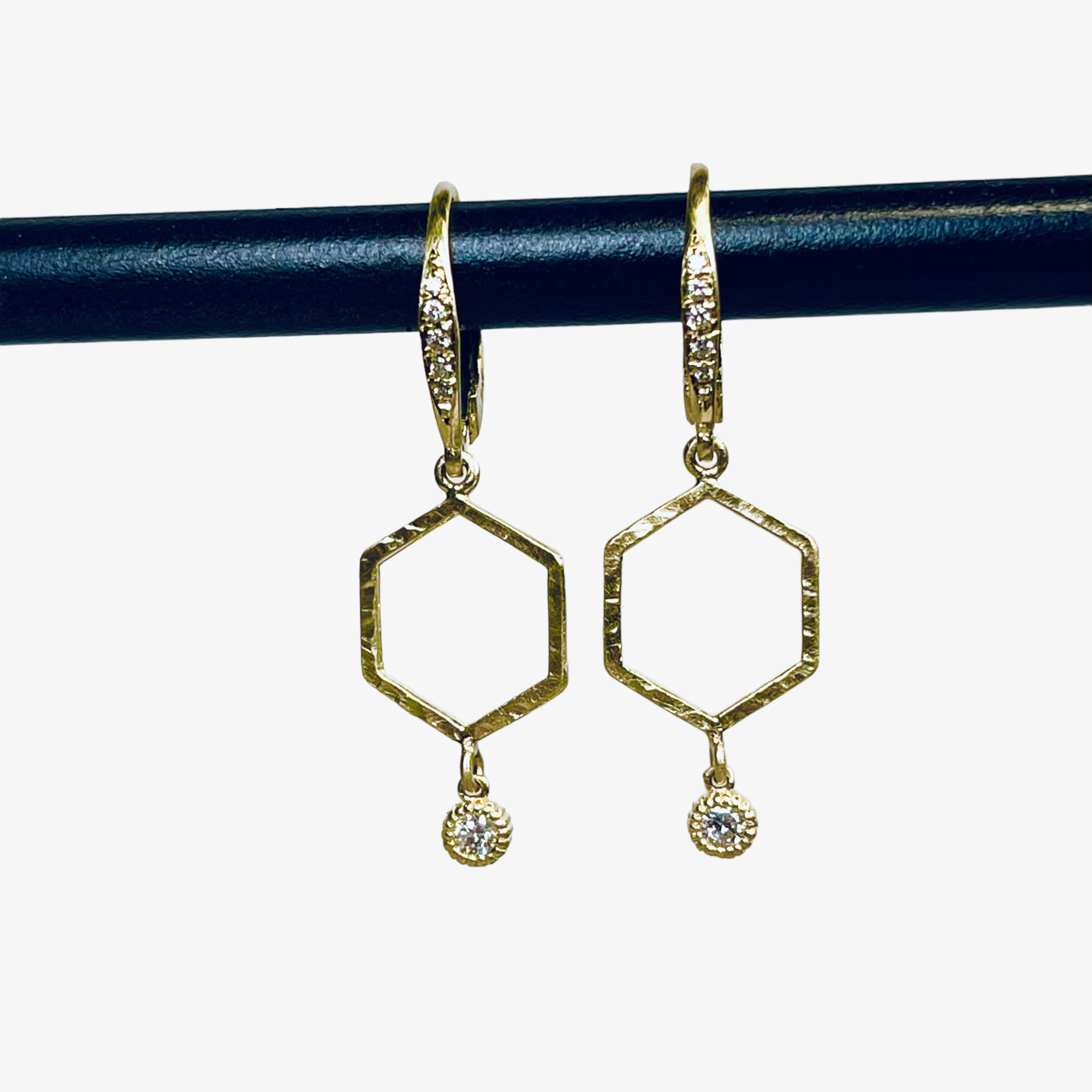 WD879 14kt gold .20ct total diamond drop earring