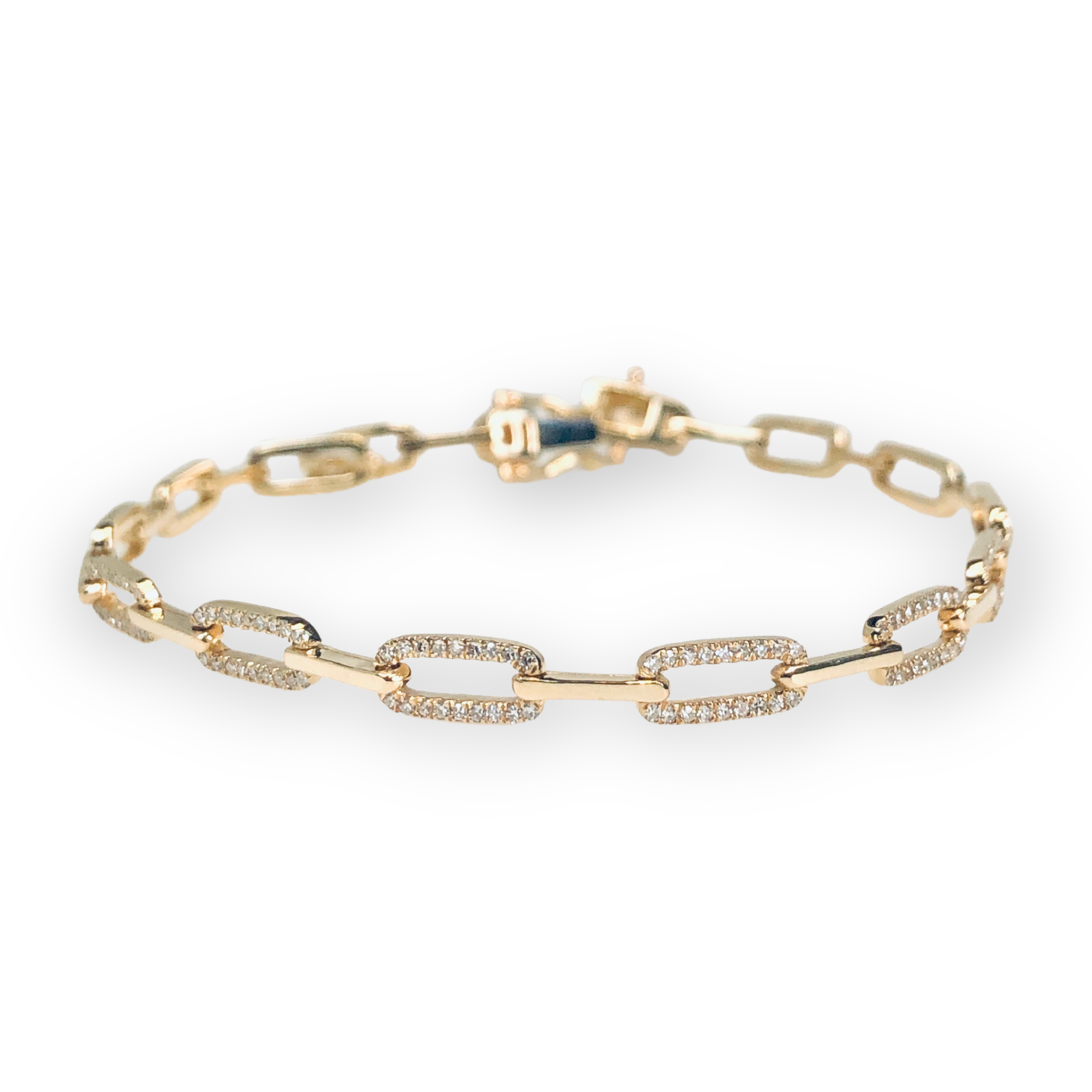 WD678 - 14kt gold Flat Open line with Pave Diamond Detail
